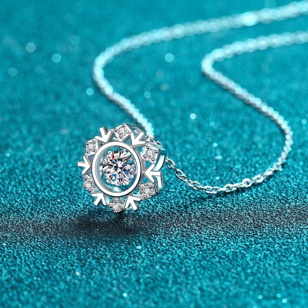 Certified 1/2ct. t.w. Moissanite Diamond Dancing Snowflake Necklace NEW - Picture 5 of 9